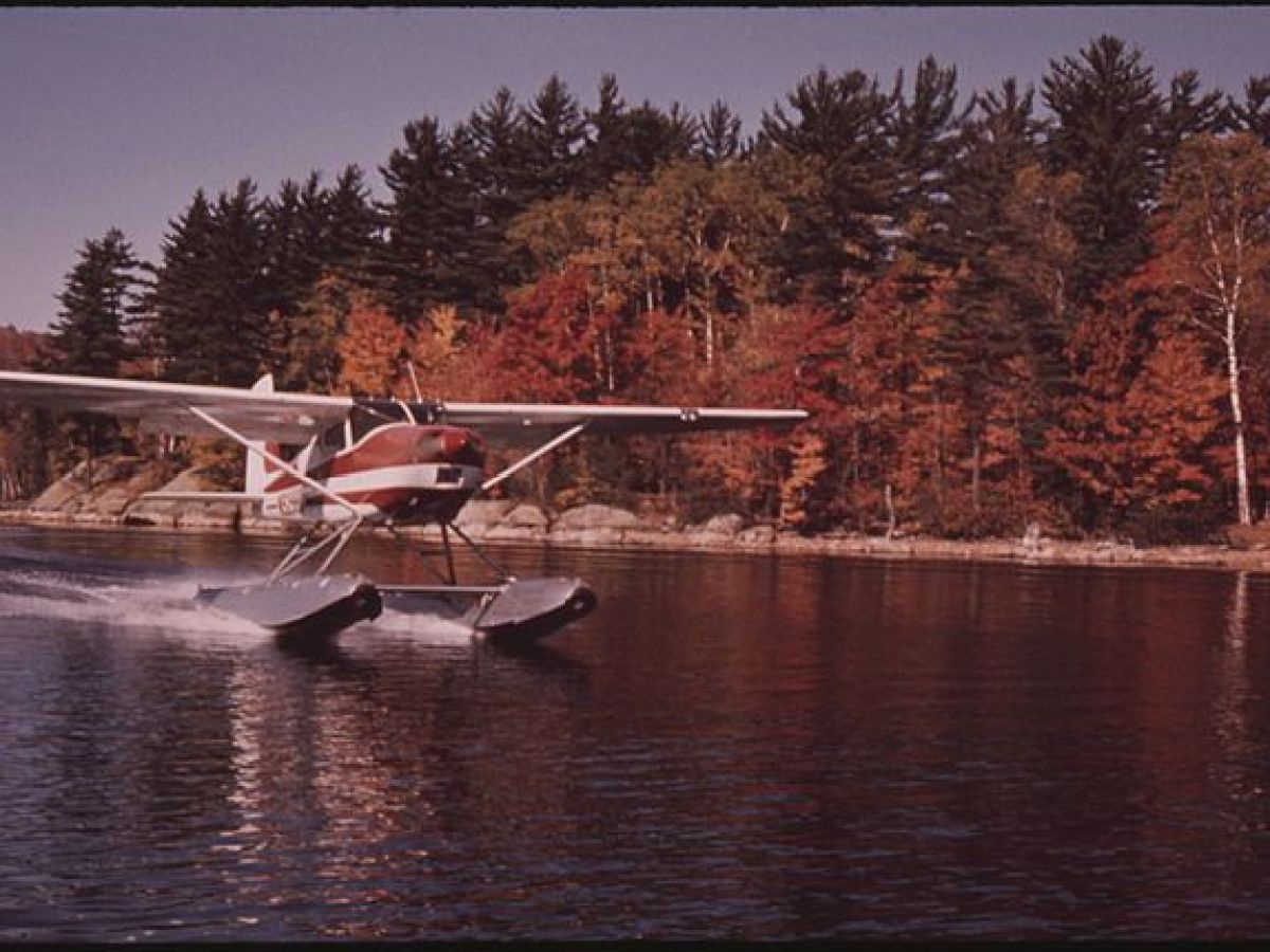 a small plane in a body of water